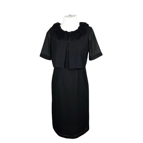 Danny & Nicole 2PC Black Sheath Formal Dress ~ Sz 8 ~ Knee Length ~ Sleeveless - Picture 1 of 9